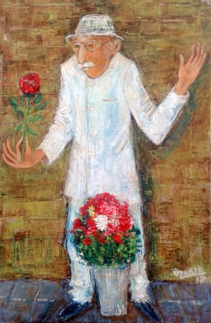 41Flower seller2017year 45x30cmOriginal Painting Oil on Canvas2500$ by ZAKIR AHMEDOV
